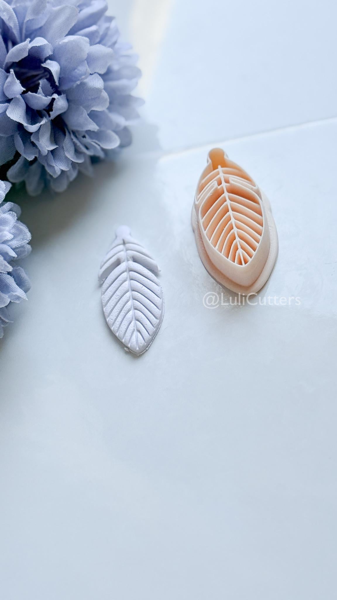 Maren Feather Polymer Clay Cutter: Layered Feather Design for Earrings