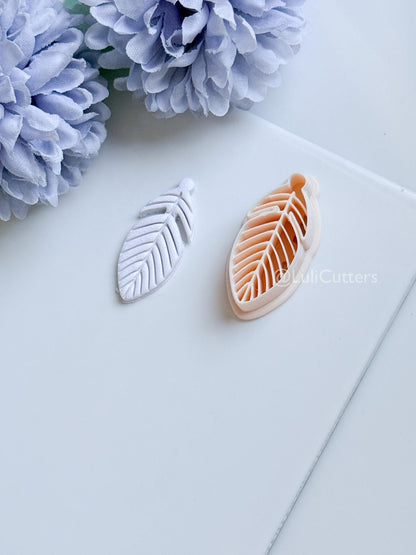 Maren Feather Polymer Clay Cutter: Layered Feather Design for Earrings