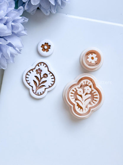 Mirael Bloom Polymer Clay Cutter: Quatrefoil Floral Design for Earrings