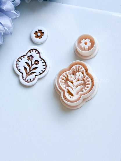 Mirael Bloom Polymer Clay Cutter: Quatrefoil Floral Design for Earrings