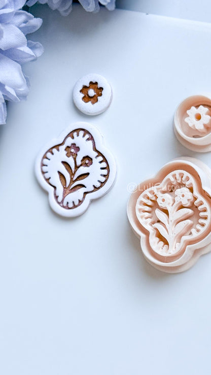 Mirael Bloom Polymer Clay Cutter: Quatrefoil Floral Design for Earrings