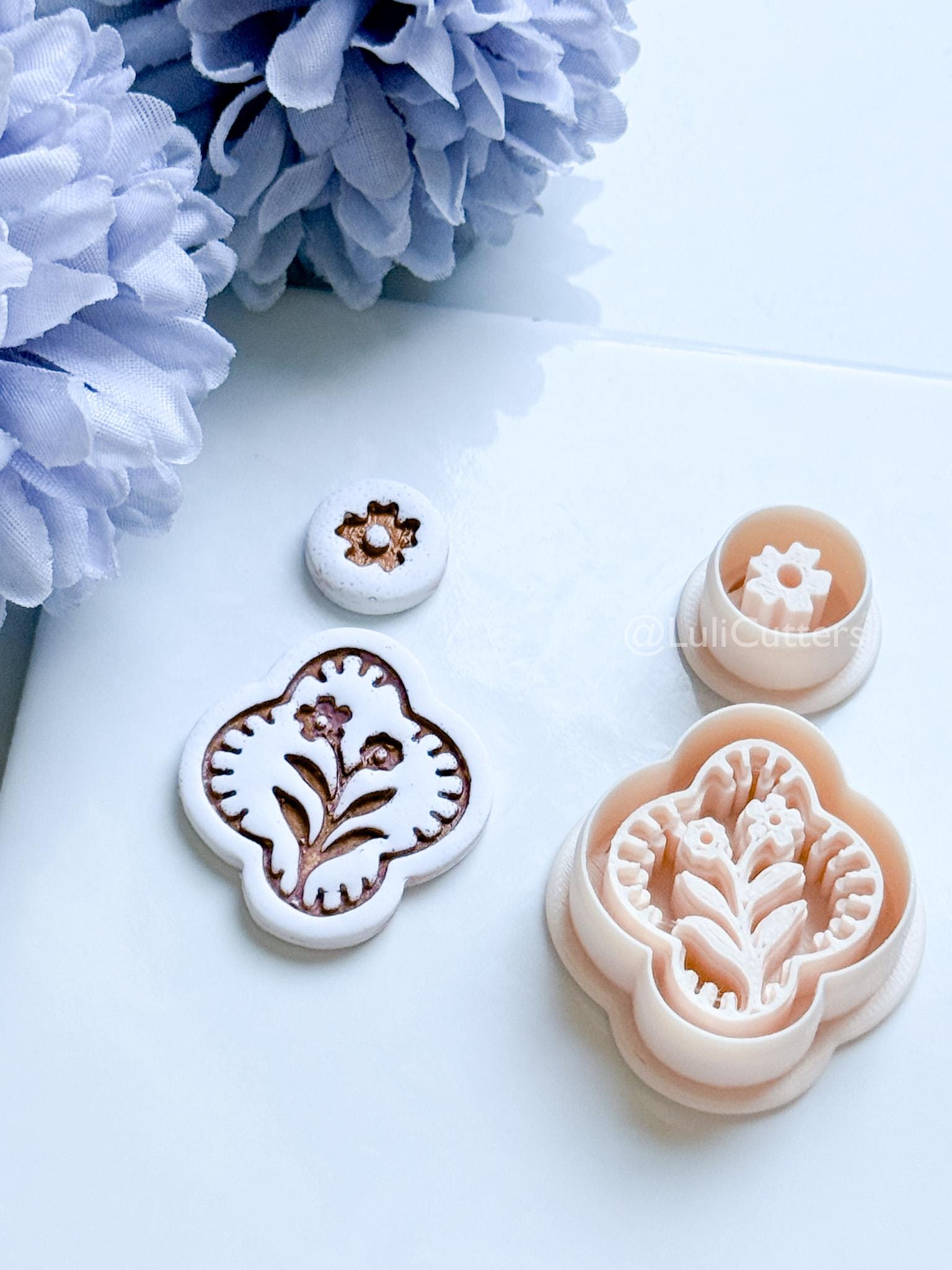 Mirael Bloom Polymer Clay Cutter: Quatrefoil Floral Design for Earrings