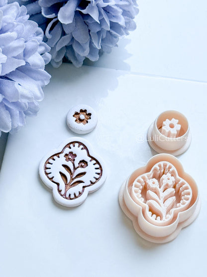 Mirael Bloom Polymer Clay Cutter: Quatrefoil Floral Design for Earrings