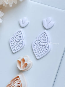 Nova Rue Polymer Clay Cutter: Folk Heart Lattice Design for Earrings