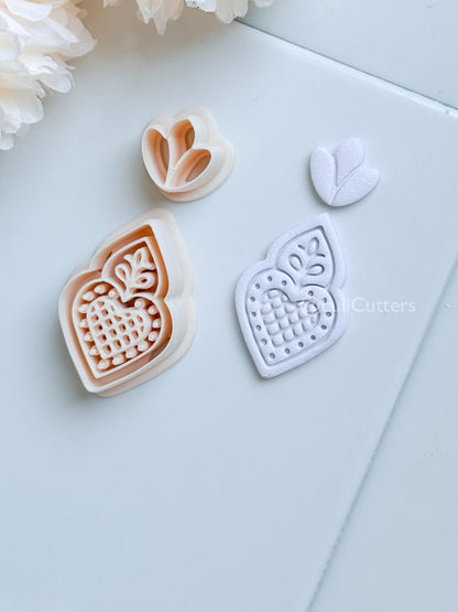 Nova Rue Polymer Clay Cutter: Folk Heart Lattice Design for Earrings