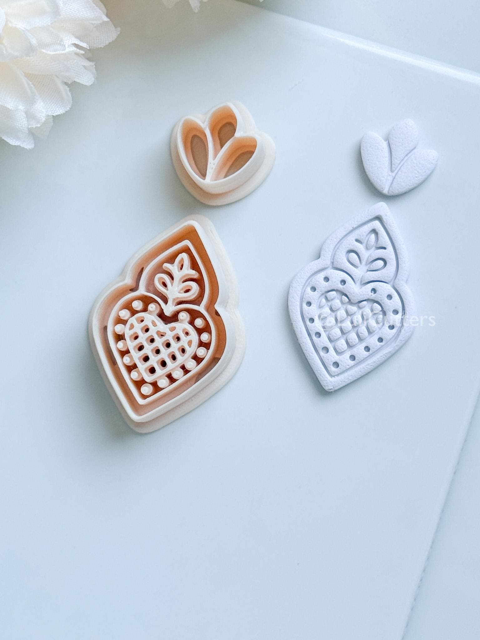 Nova Rue Polymer Clay Cutter: Folk Heart Lattice Design for Earrings