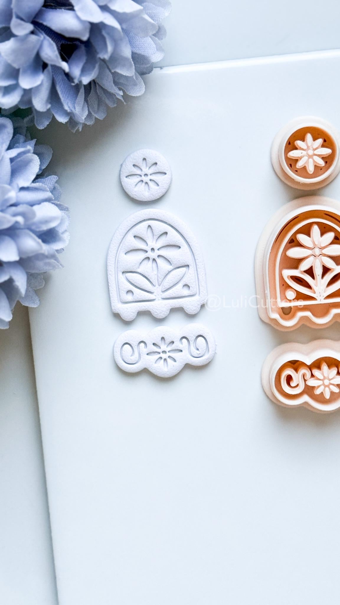 Sora Polymer Clay Cutter: Floral Arch Design for Earrings