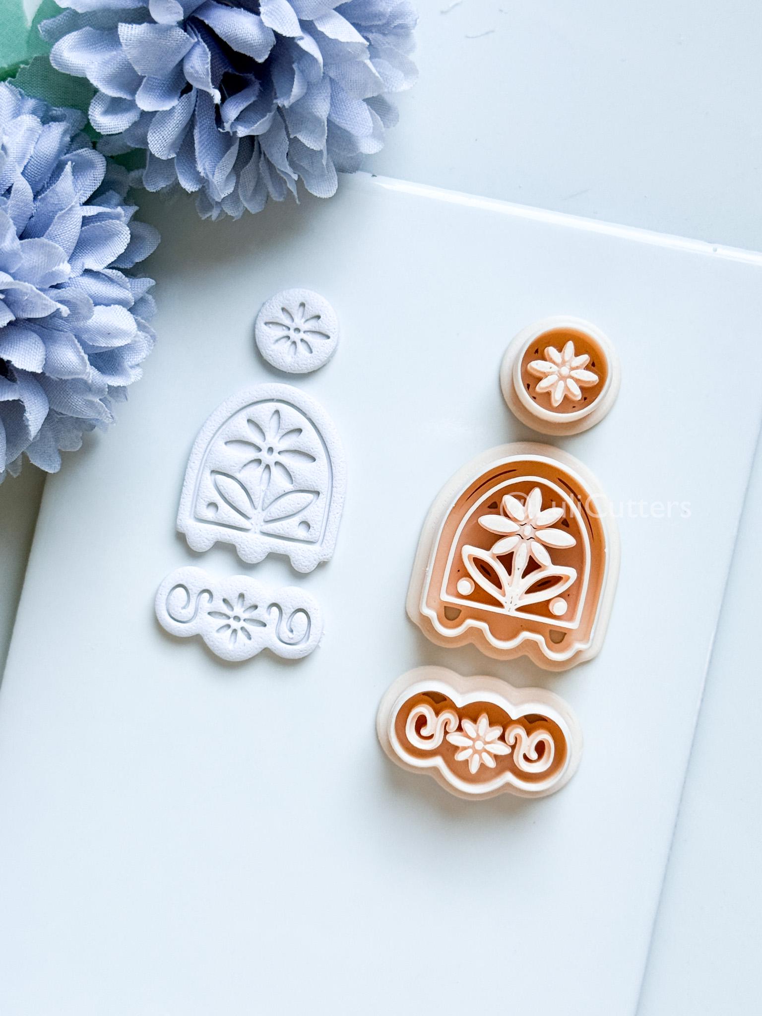 Sora Polymer Clay Cutter: Floral Arch Design for Earrings