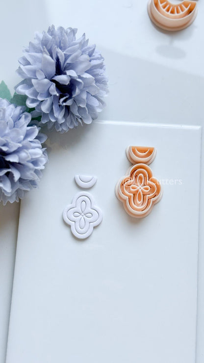 Vale Crest Polymer Clay Cutter: Ornate Clover Shape for Earrings
