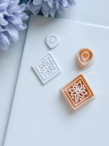 Sena Tile Polymer Clay Cutter: Floral Tile Design for Earrings