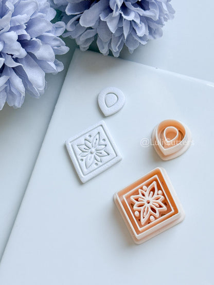 Sena Tile Polymer Clay Cutter: Floral Tile Design for Earrings