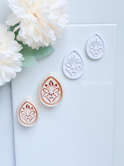 Tearlo Polymer Clay Cutter: Ornate Teardrop Shape for Earrings