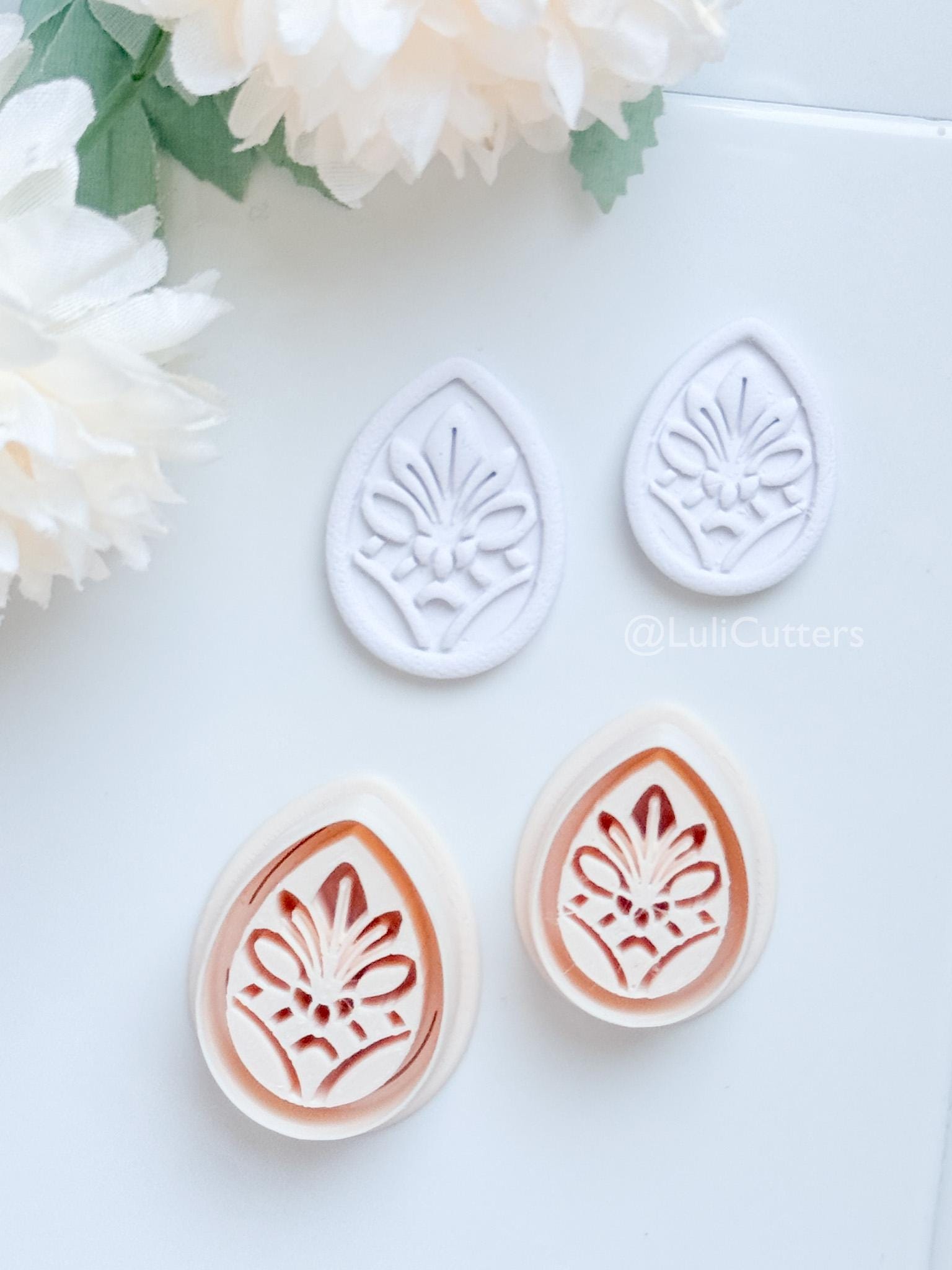 Tearlo Polymer Clay Cutter: Ornate Teardrop Shape for Earrings