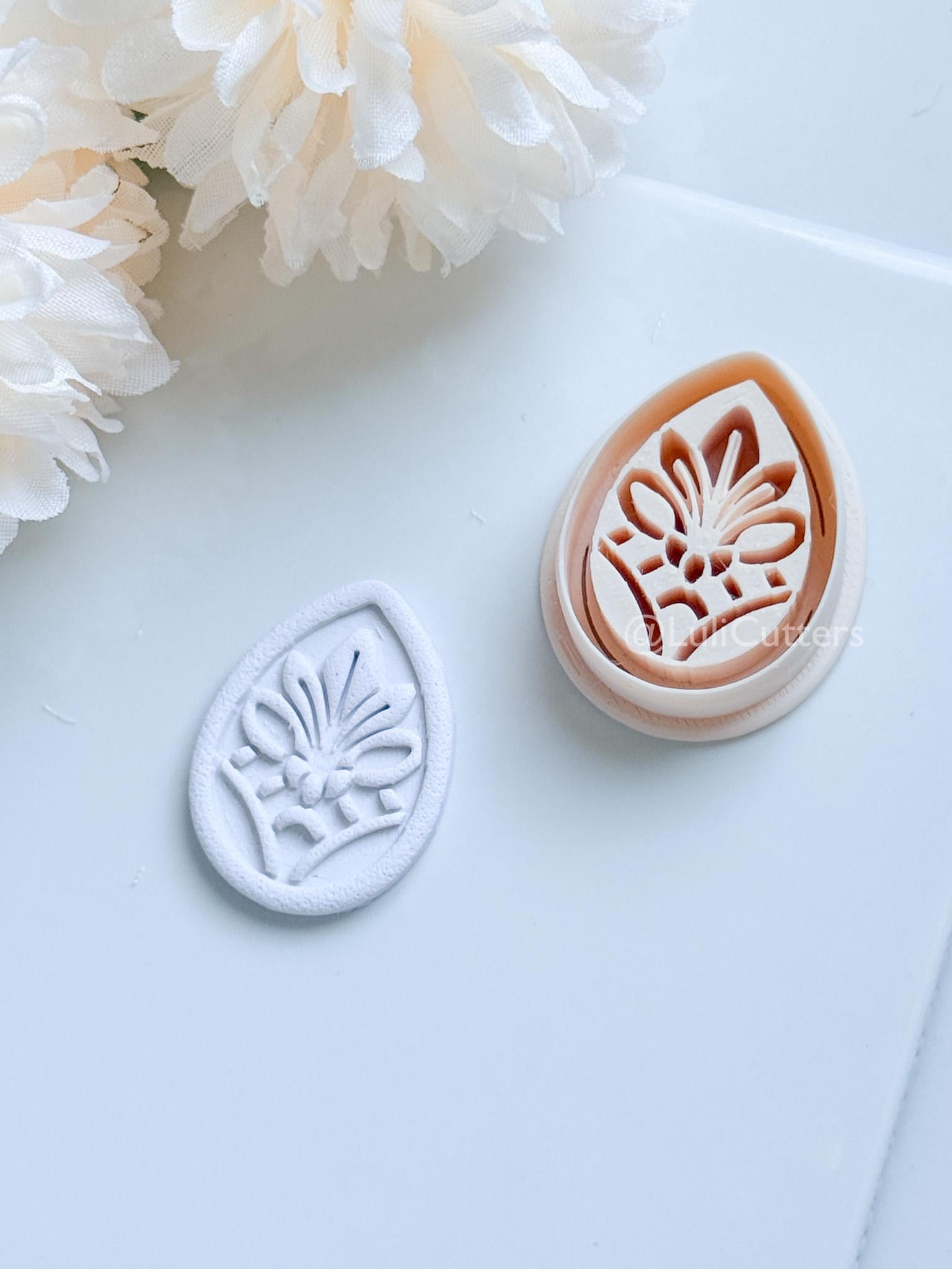 Tearlo Polymer Clay Cutter: Ornate Teardrop Shape for Earrings