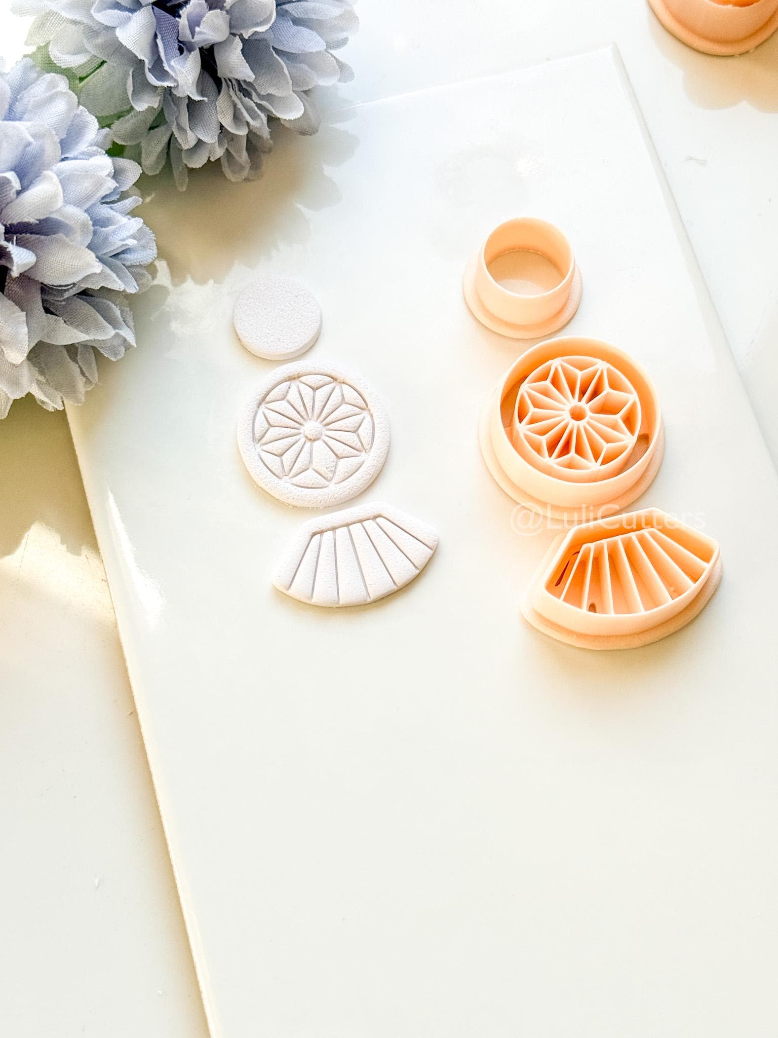 Sola Rae Polymer Clay Cutter: Geometric Tile Fan Design for Earrings