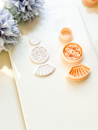 Sola Rae Polymer Clay Cutter: Geometric Tile Fan Design for Earrings