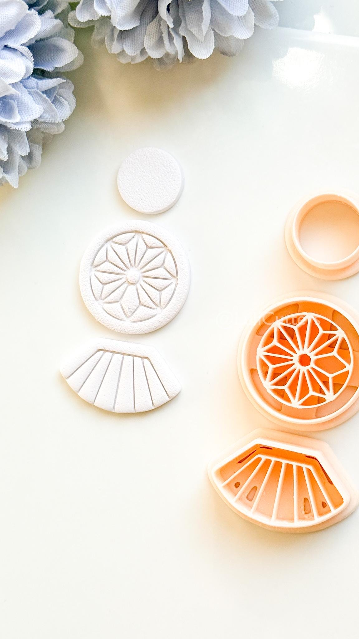 Sola Rae Polymer Clay Cutter: Geometric Tile Fan Design for Earrings