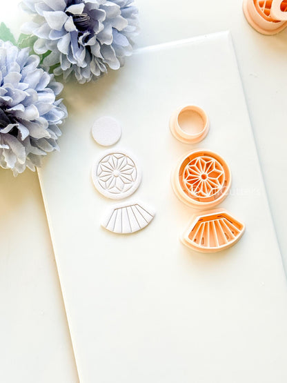 Sola Rae Polymer Clay Cutter: Geometric Tile Fan Design for Earrings