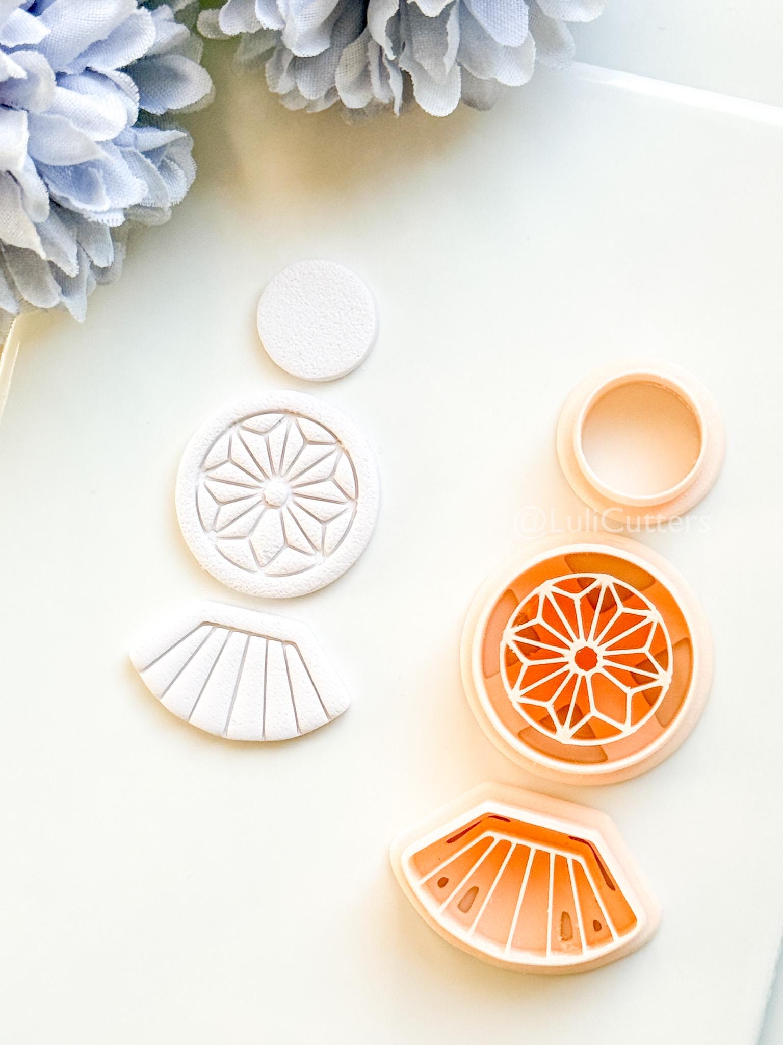 Sola Rae Polymer Clay Cutter: Geometric Tile Fan Design for Earrings