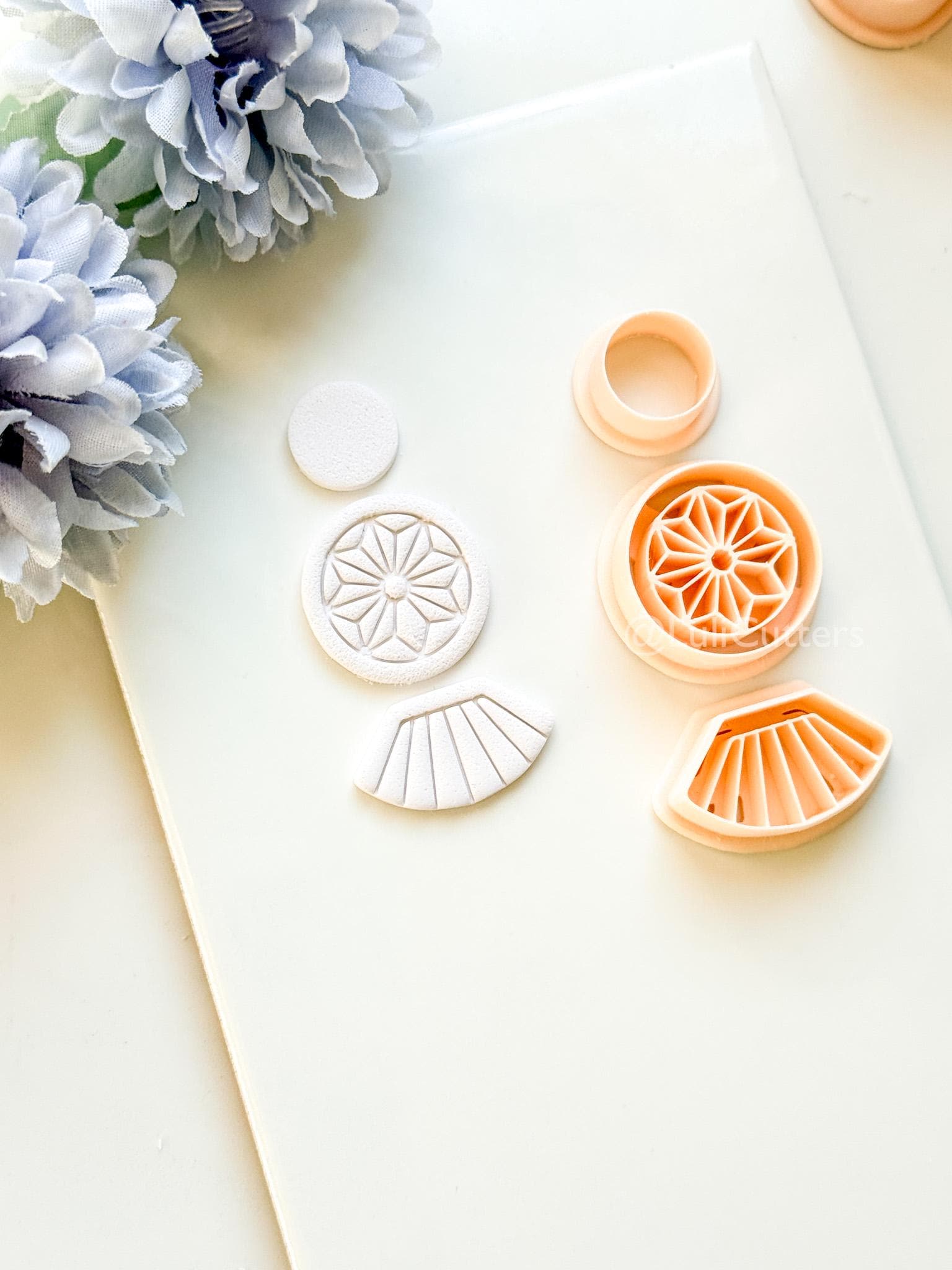 Sola Rae Polymer Clay Cutter: Geometric Tile Fan Design for Earrings