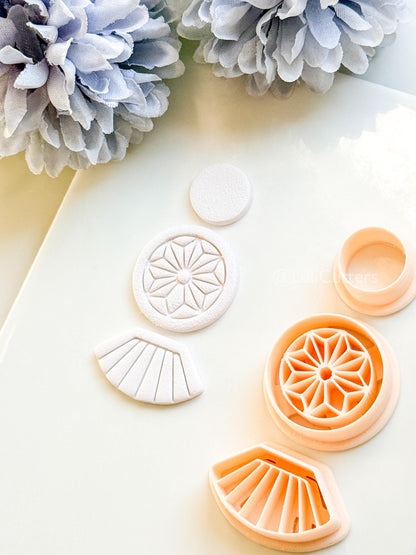Sola Rae Polymer Clay Cutter: Geometric Tile Fan Design for Earrings