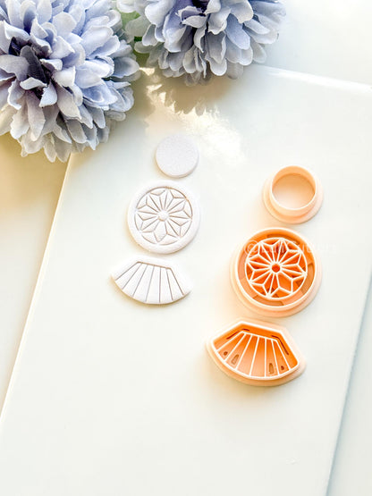 Sola Rae Polymer Clay Cutter: Geometric Tile Fan Design for Earrings