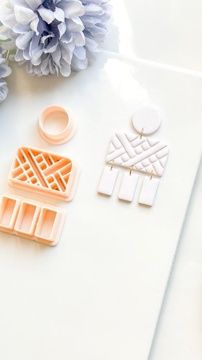 Linebound Polymer Clay Cutter: Geometric Linework Design for Earrings