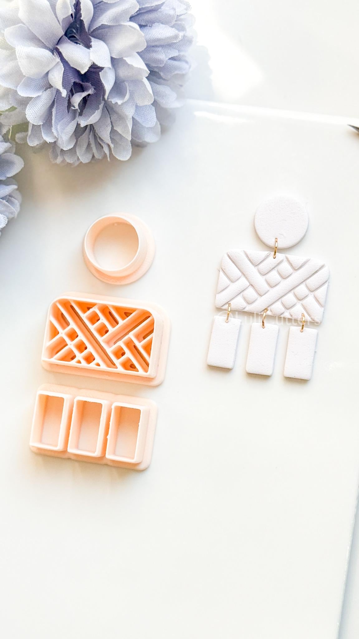 Linebound Polymer Clay Cutter: Geometric Linework Design for Earrings