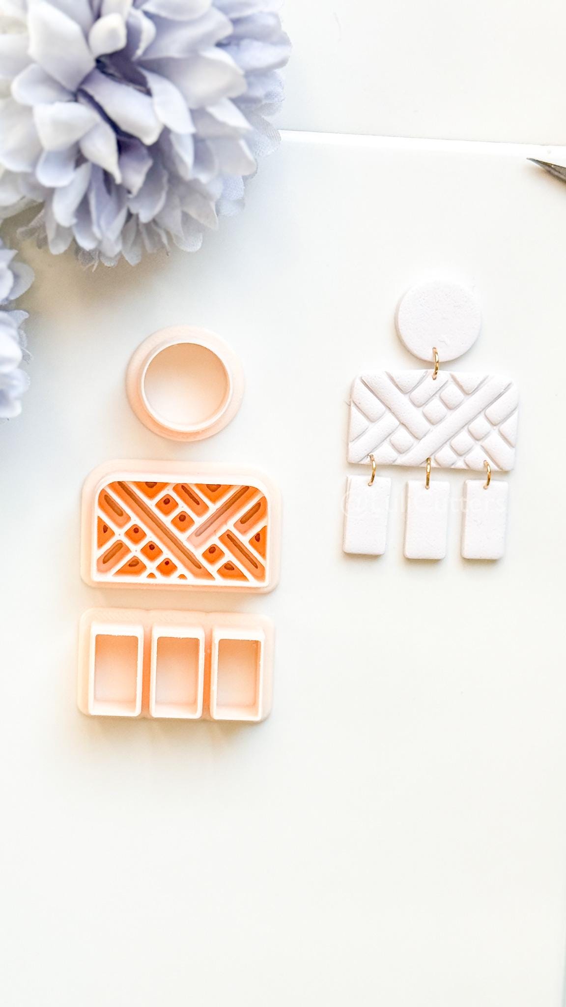 Linebound Polymer Clay Cutter: Geometric Linework Design for Earrings