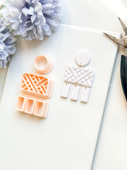 Linebound Polymer Clay Cutter: Geometric Linework Design for Earrings