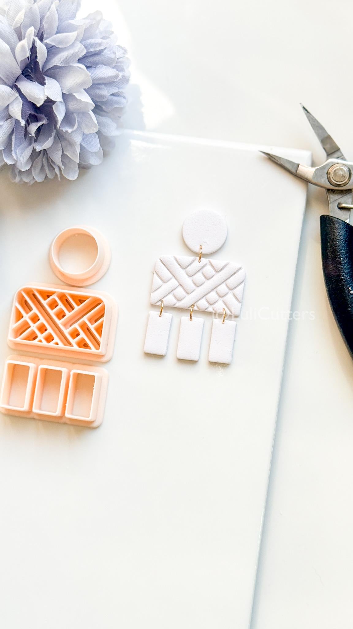 Linebound Polymer Clay Cutter: Geometric Linework Design for Earrings