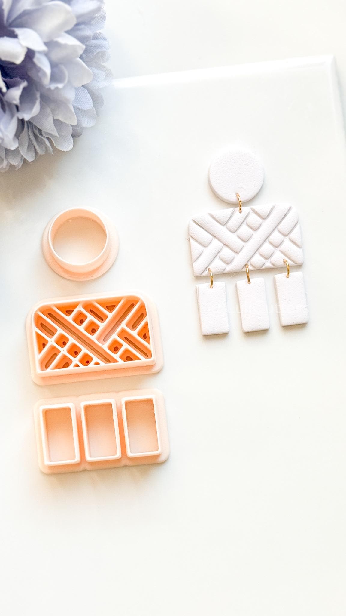 Linebound Polymer Clay Cutter: Geometric Linework Design for Earrings