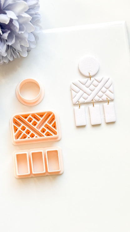 Linebound Polymer Clay Cutter: Geometric Linework Design for Earrings