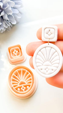 Dawn Bloom Polymer Clay Cutter: Sunrise Fan Design for Earrings