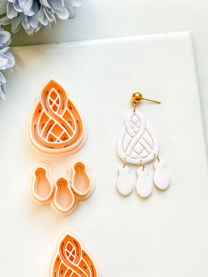 Coil Drop Polymer Clay Cutter: Intertwined Teardrop Design for Earrings