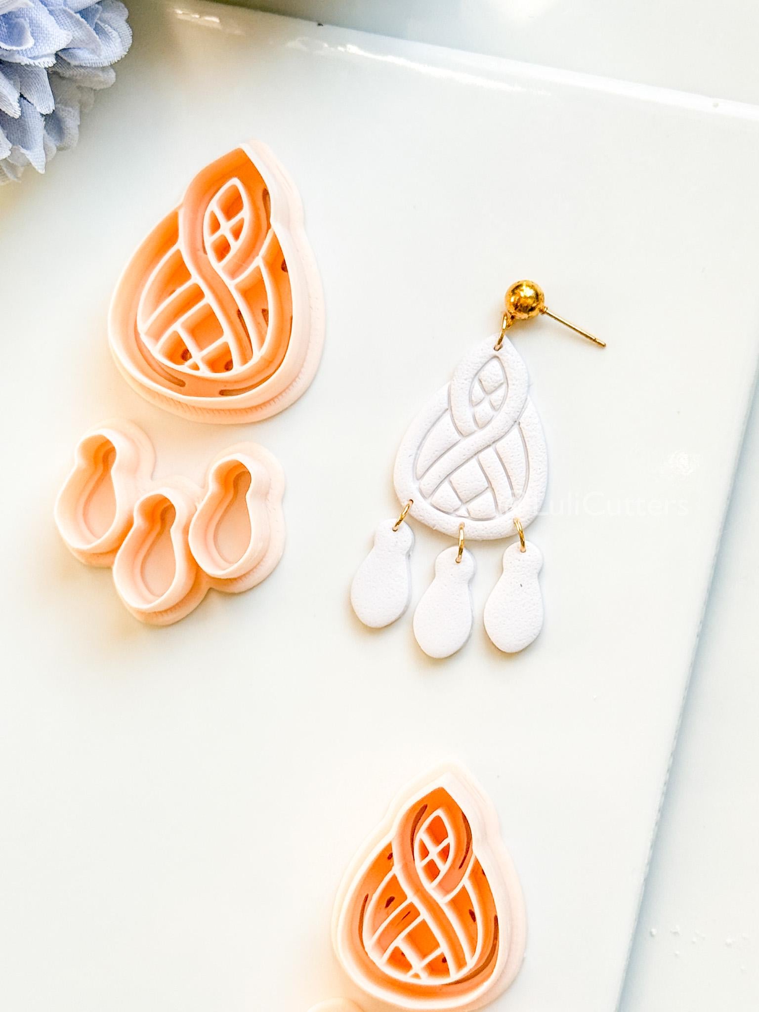 Coil Drop Polymer Clay Cutter: Intertwined Teardrop Design for Earrings