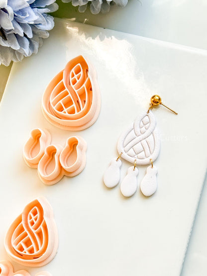 Coil Drop Polymer Clay Cutter: Intertwined Teardrop Design for Earrings