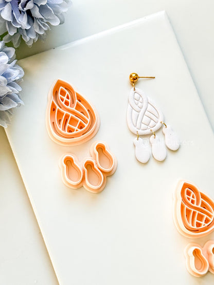 Coil Drop Polymer Clay Cutter: Intertwined Teardrop Design for Earrings