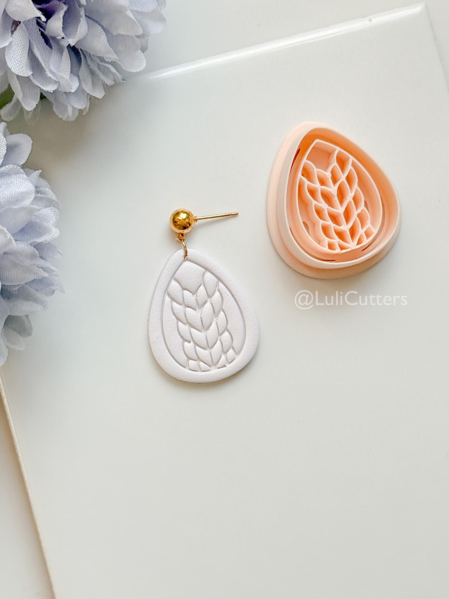 Braid Ora Polymer Clay Cutter: Braided Teardrop Design for Earrings