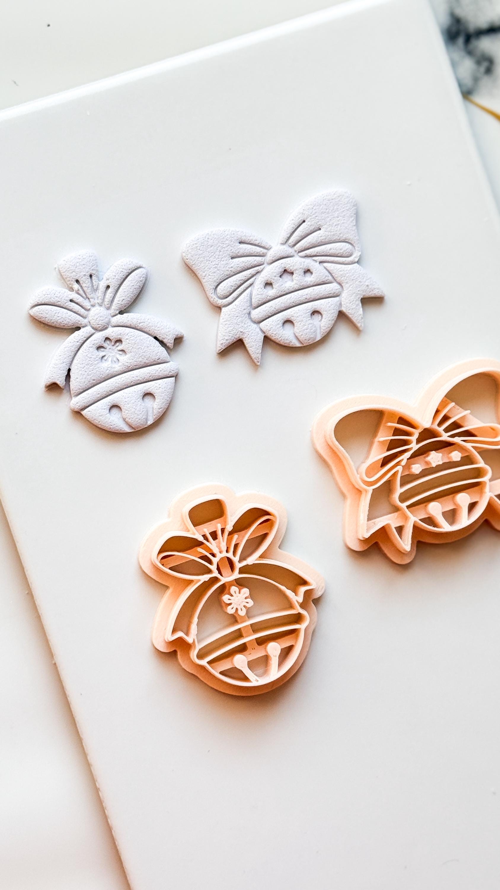 Christmas Bell Clay Cutters: Two Bow Designs Polymer Clay Tools