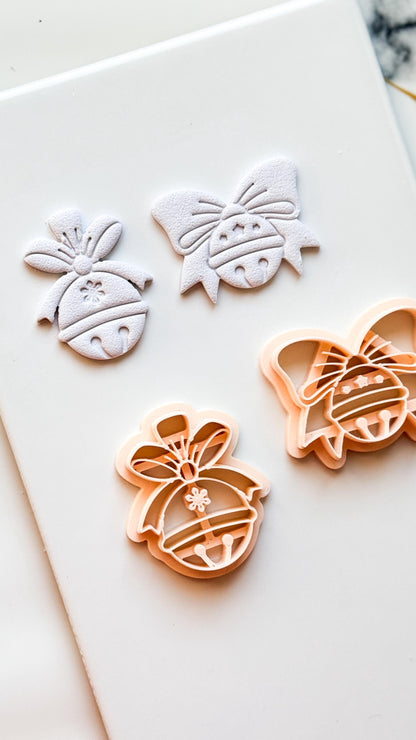 Christmas Bell Clay Cutters: Two Bow Designs Polymer Clay Tools