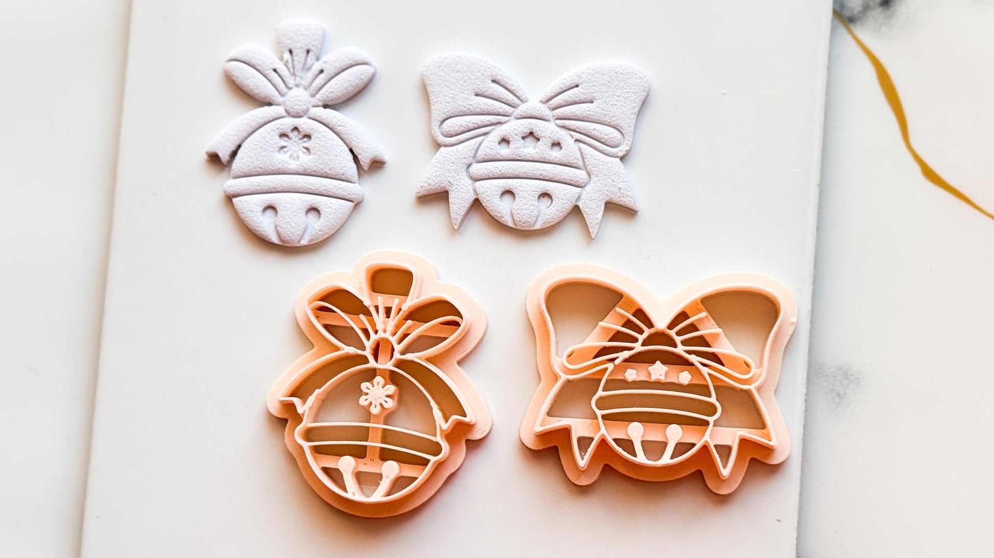 Christmas Bell Clay Cutters: Two Bow Designs Polymer Clay Tools