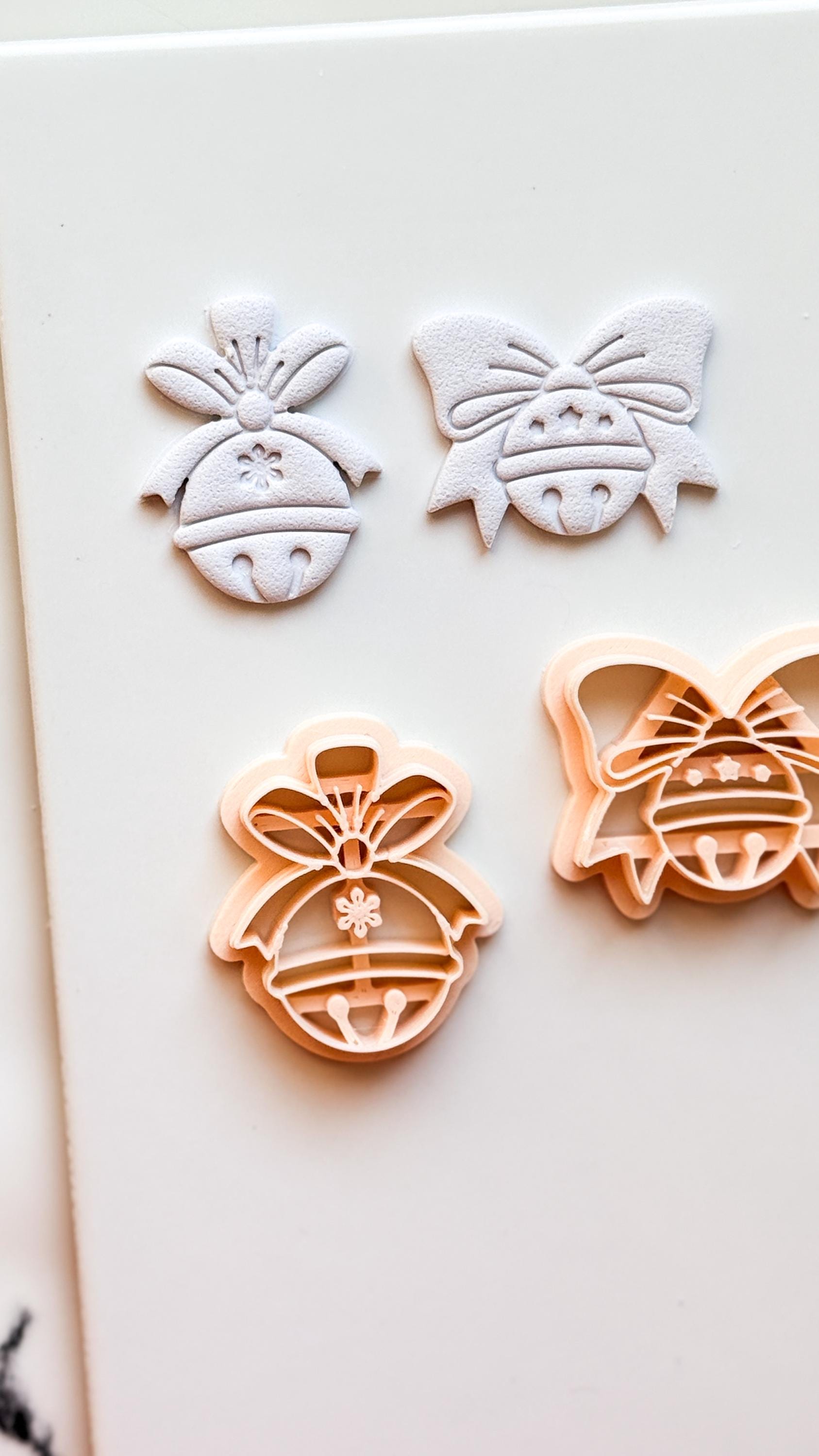 Christmas Bell Clay Cutters: Two Bow Designs Polymer Clay Tools