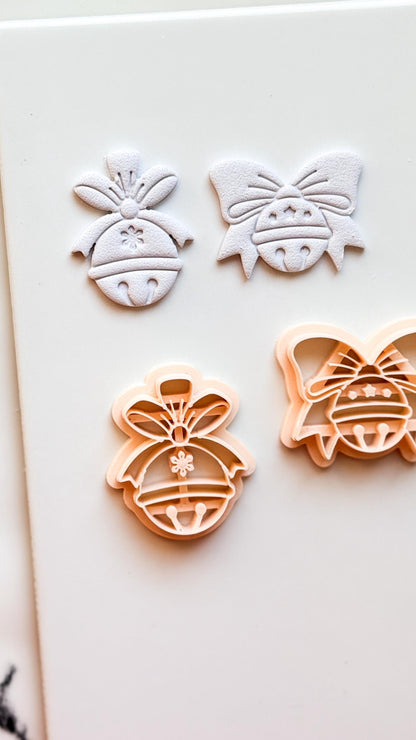 Christmas Bell Clay Cutters: Two Bow Designs Polymer Clay Tools