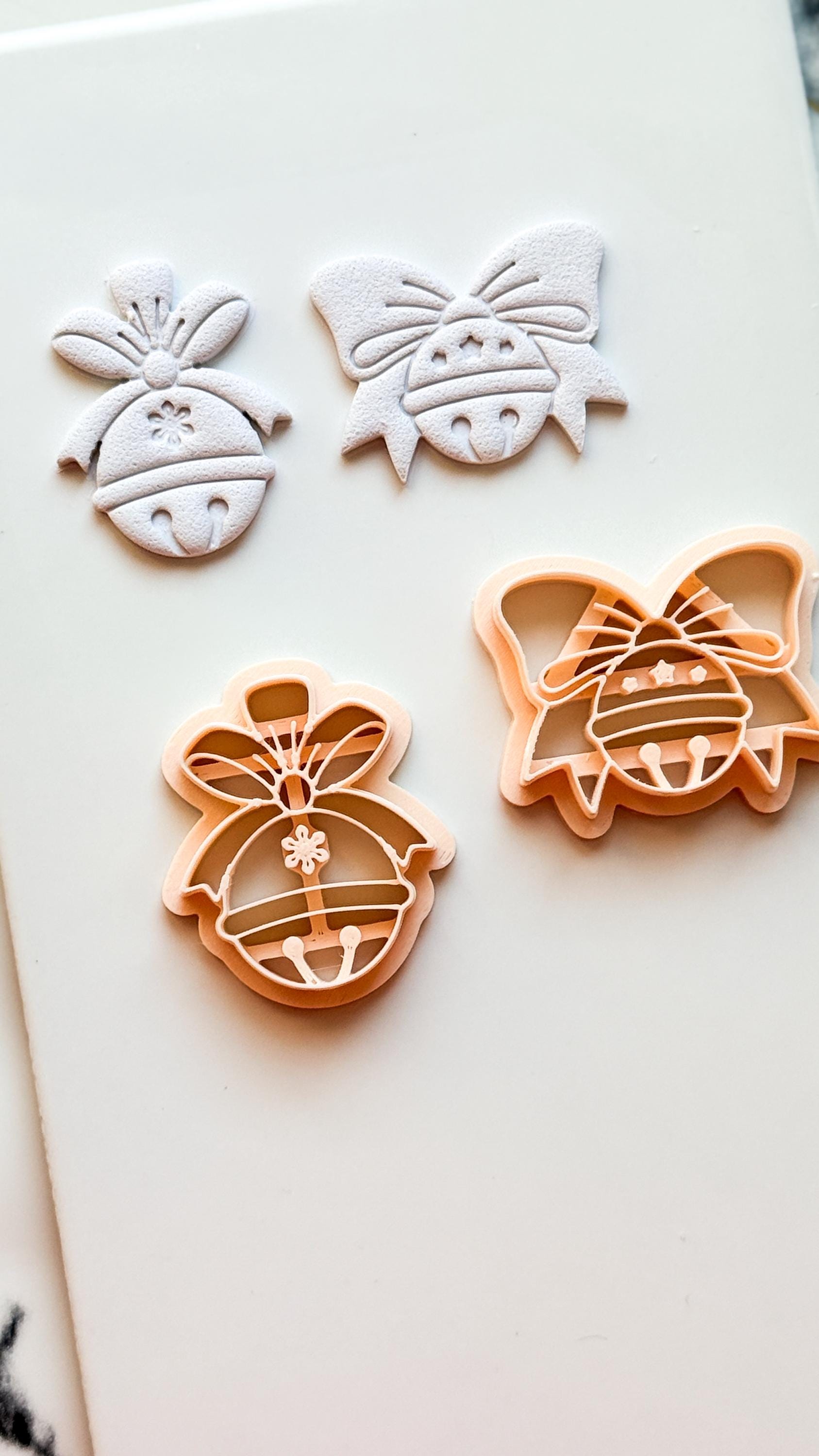 Christmas Bell Clay Cutters: Two Bow Designs Polymer Clay Tools