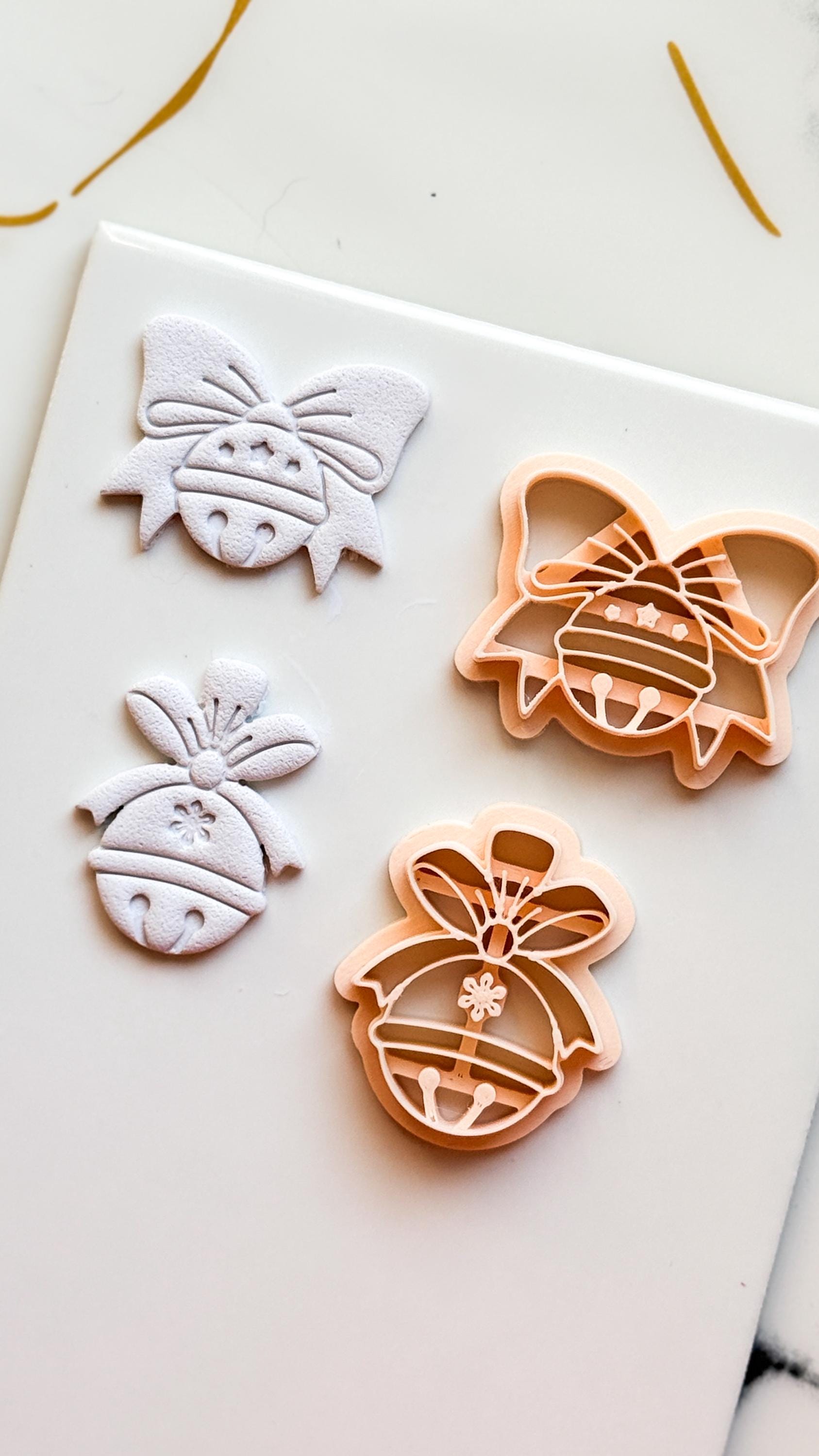Christmas Bell Clay Cutters: Two Bow Designs Polymer Clay Tools