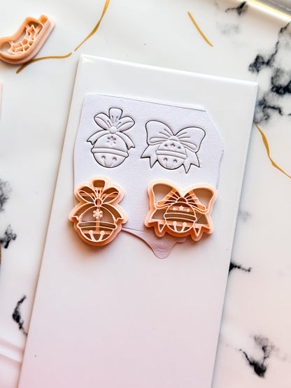 Christmas Bell Clay Cutters: Two Bow Designs Polymer Clay Tools
