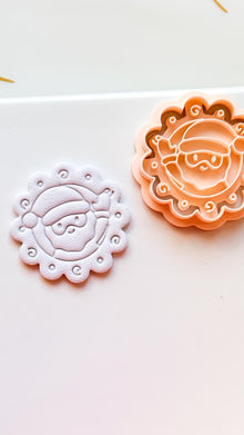 Santa in Wreath Clay Cutter: Christmas Polymer Clay Emboss and Cut Tool