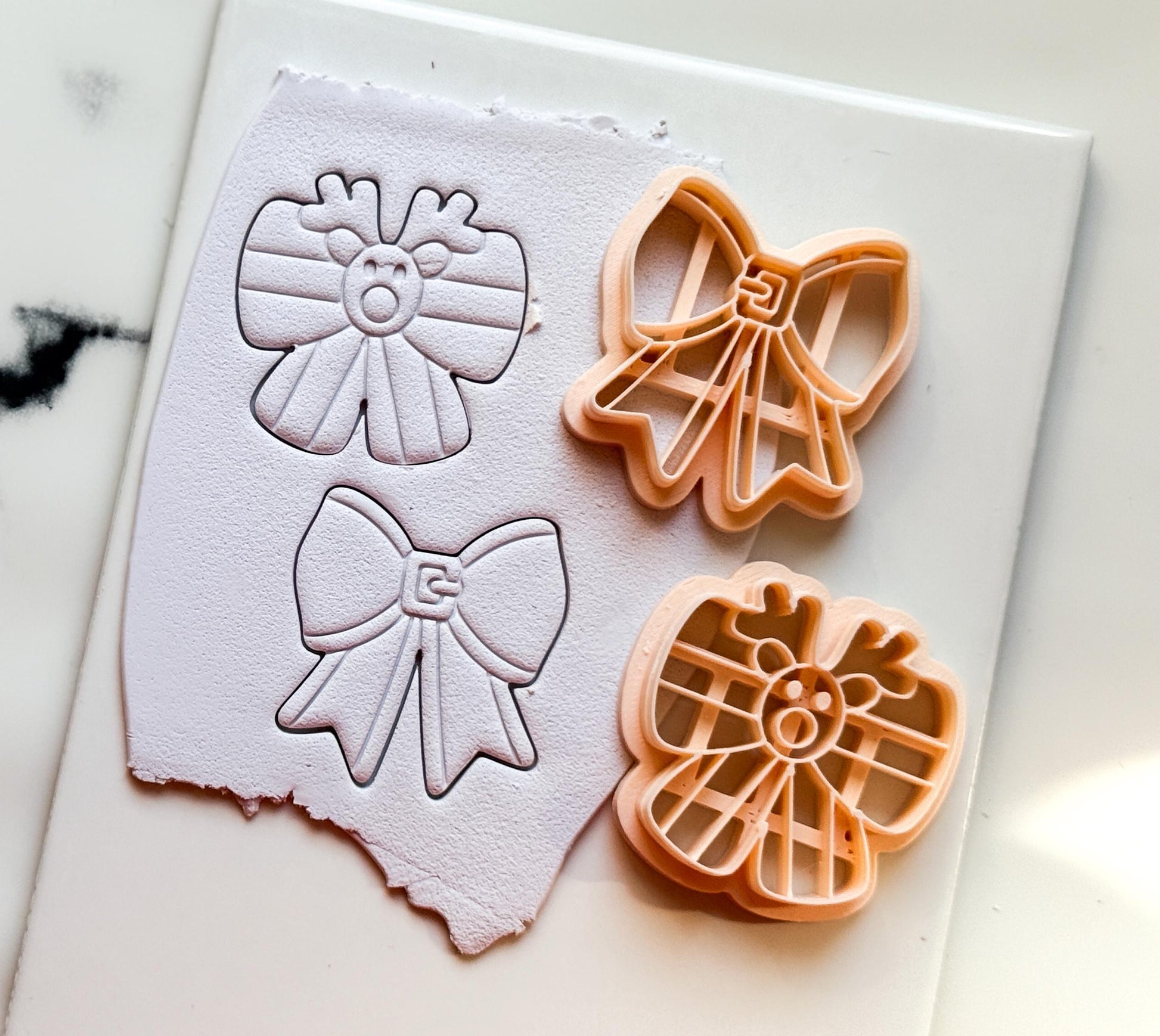 Christmas Bow Clay Cutters: Reindeer & Classic Holiday Polymer Clay Tools