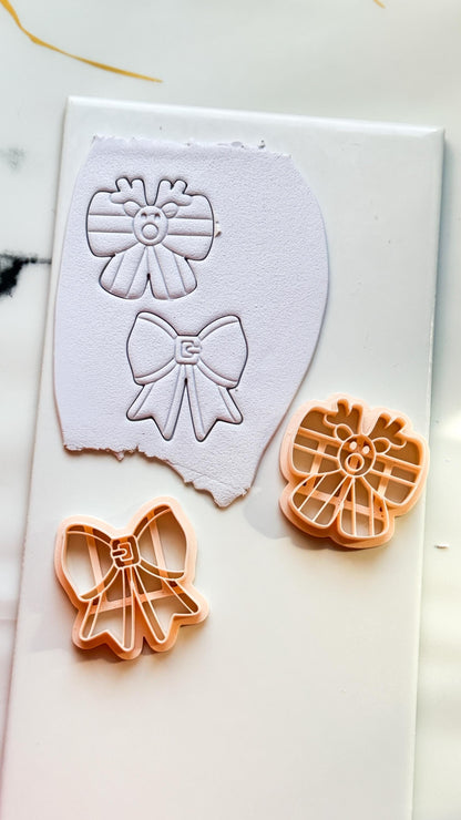 Christmas Bow Clay Cutters: Reindeer & Classic Holiday Polymer Clay Tools